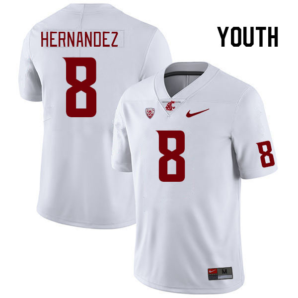 Youth #8 Carlos Hernandez Washington State Cougars College Football Jerseys Stitched Sale-White
